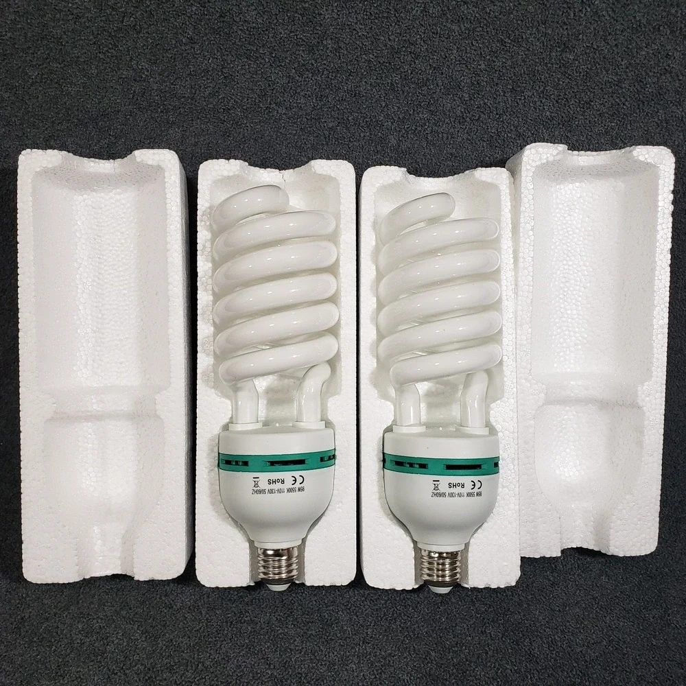 95W Light Bulbs Lot of 2 5500K CFL Daylight Spiral Softbox Photograph Photo